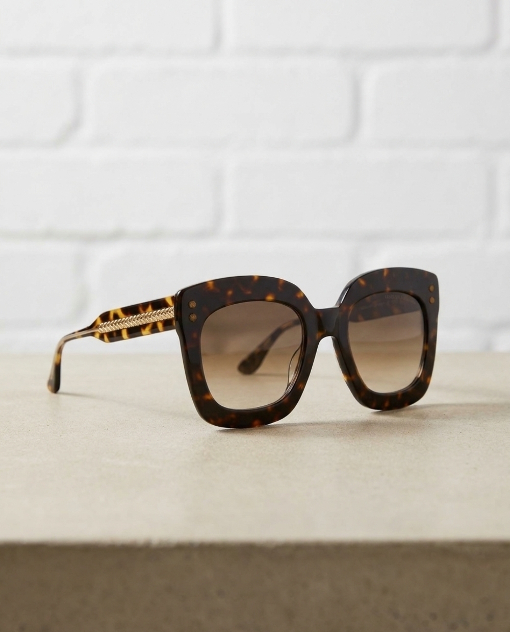 NEW BOTTEGA VENETA women's square-frame acetate sunglasses in havana crystal bro